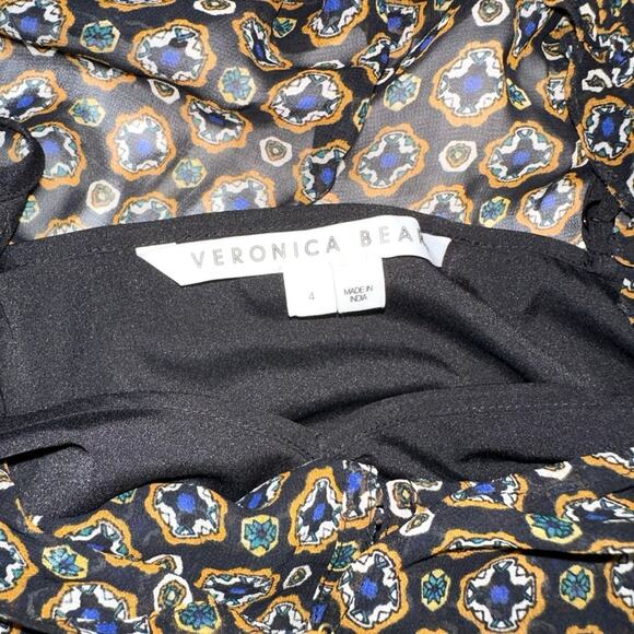 Veronica Beard Sacchi Token Print Long Sleeve Chiffon Short Dress 4 - Picture 5 of 11